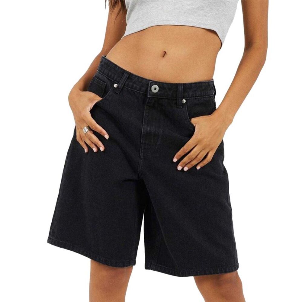 Brave Soul Womens/Ladies Denim Wide Leg Shorts / Washed Black